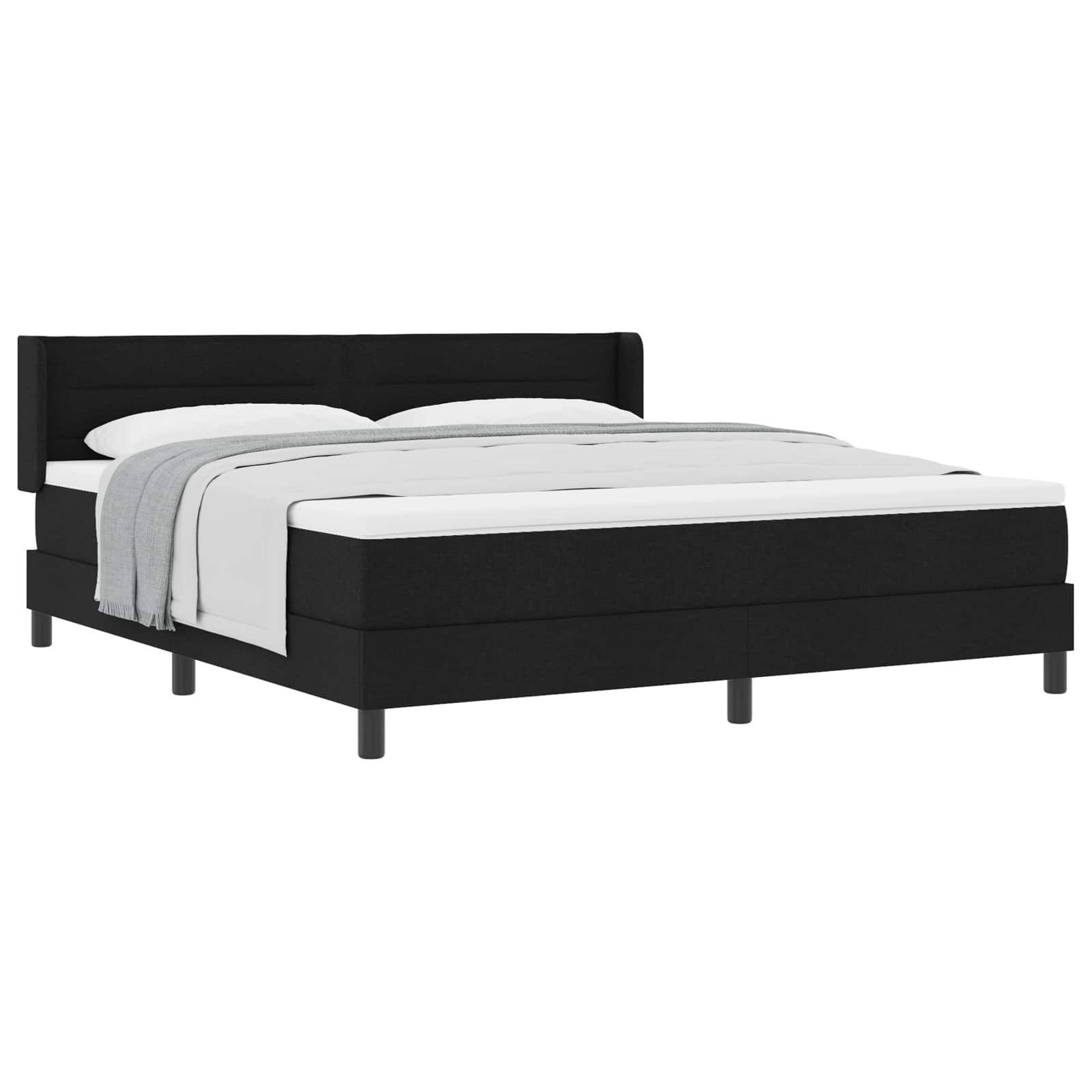 Boxspringbett mit Kopfteil Schwarz 200 x 180 cm Stoff