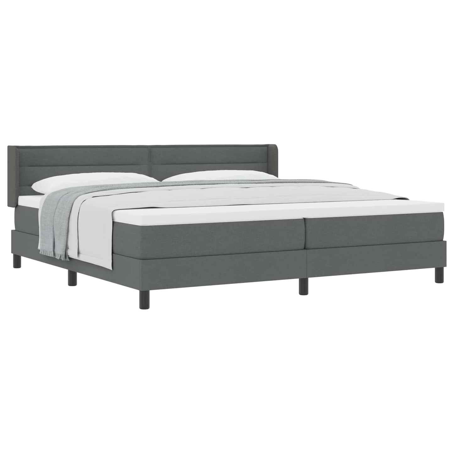 Boxspringbett mit Kopfteil Dunkelgrau 200 x 200 cm Stoff
