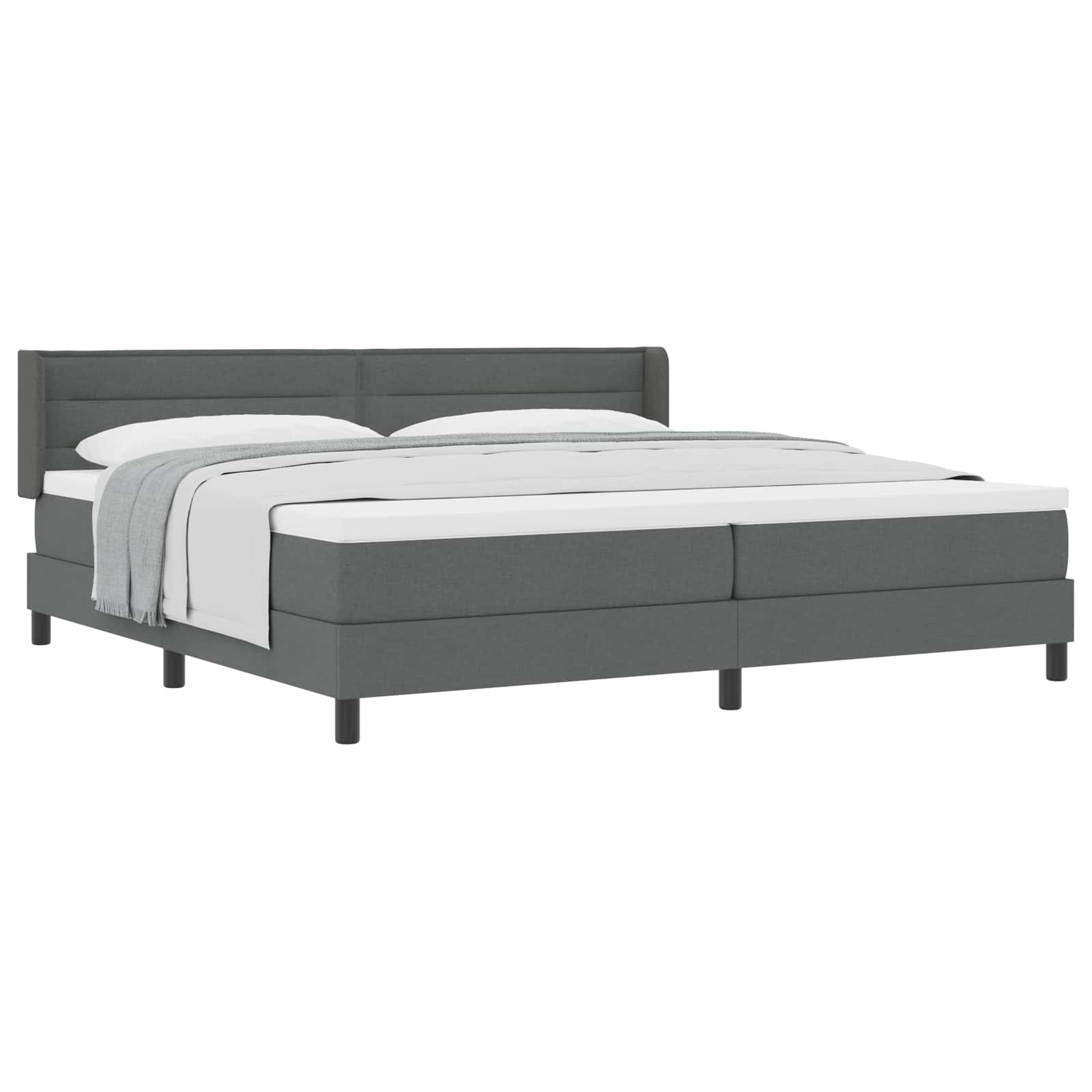 Boxspringbett mit Kopfteil Dunkelgrau 200 x 200 cm Stoff
