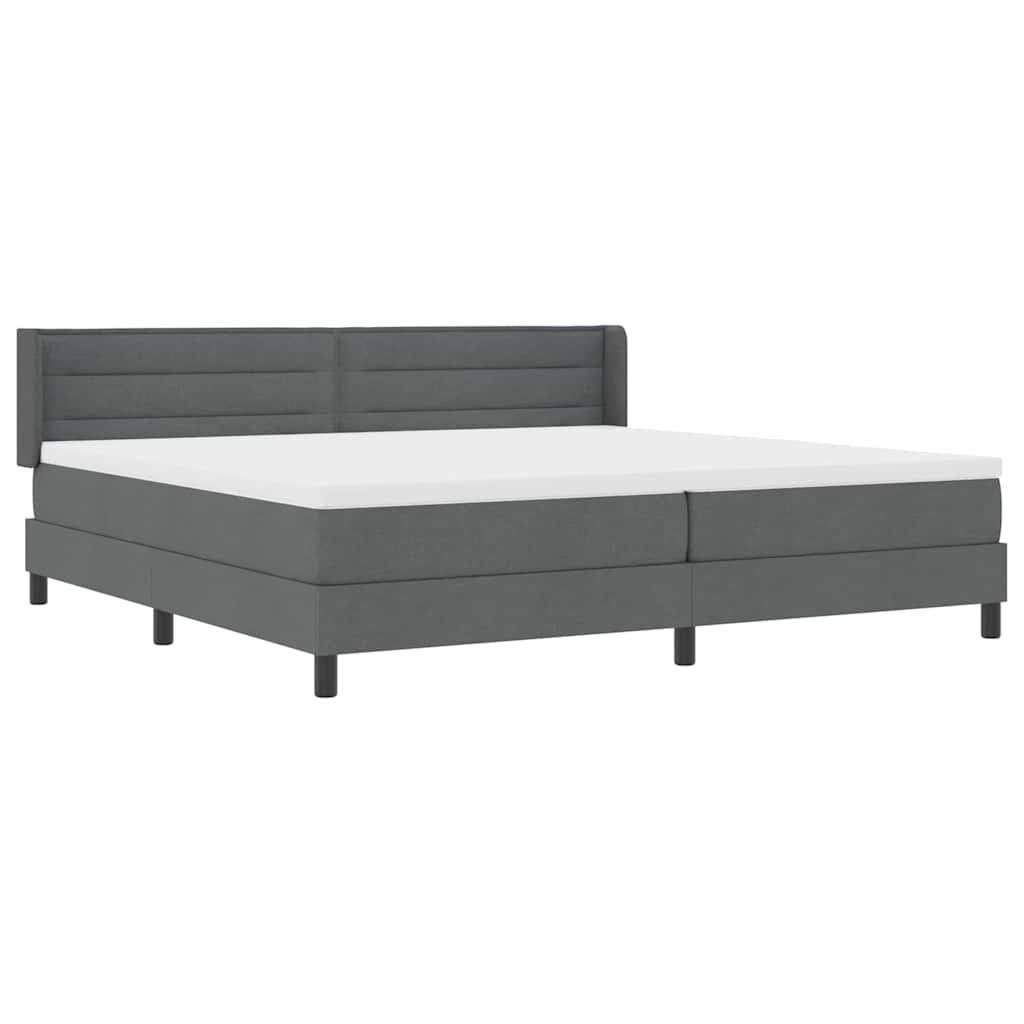 Boxspringbett mit Kopfteil Dunkelgrau 200 x 200 cm Stoff