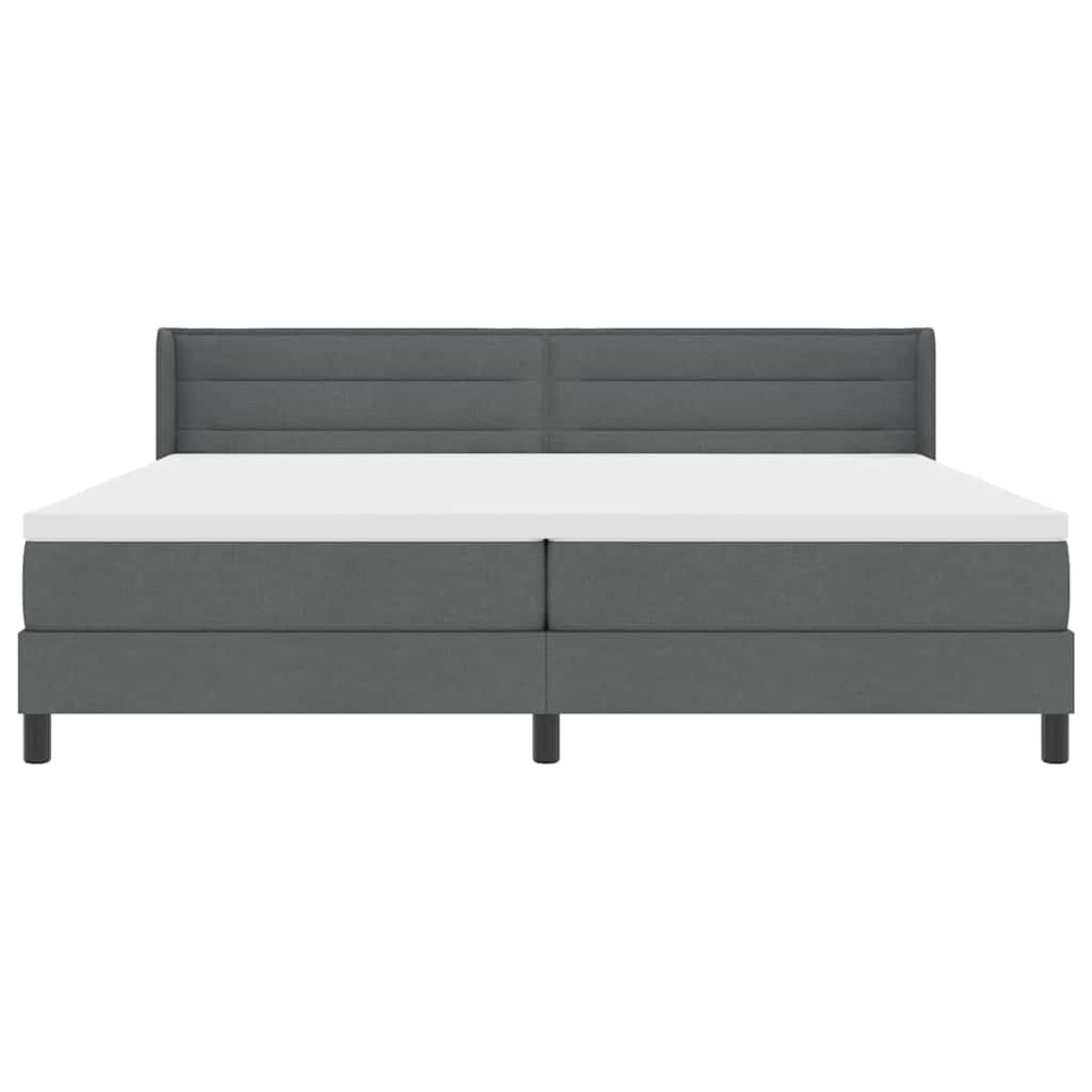 Boxspringbett mit Kopfteil Dunkelgrau 200 x 200 cm Stoff