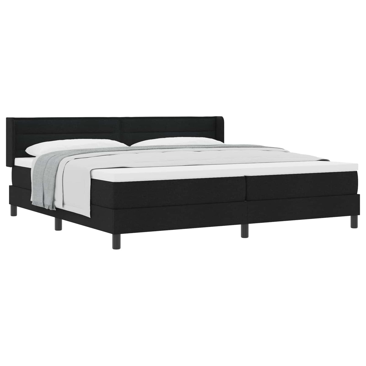 Boxspringbett mit Kopfteil Schwarz 200 x 200 cm Stoff