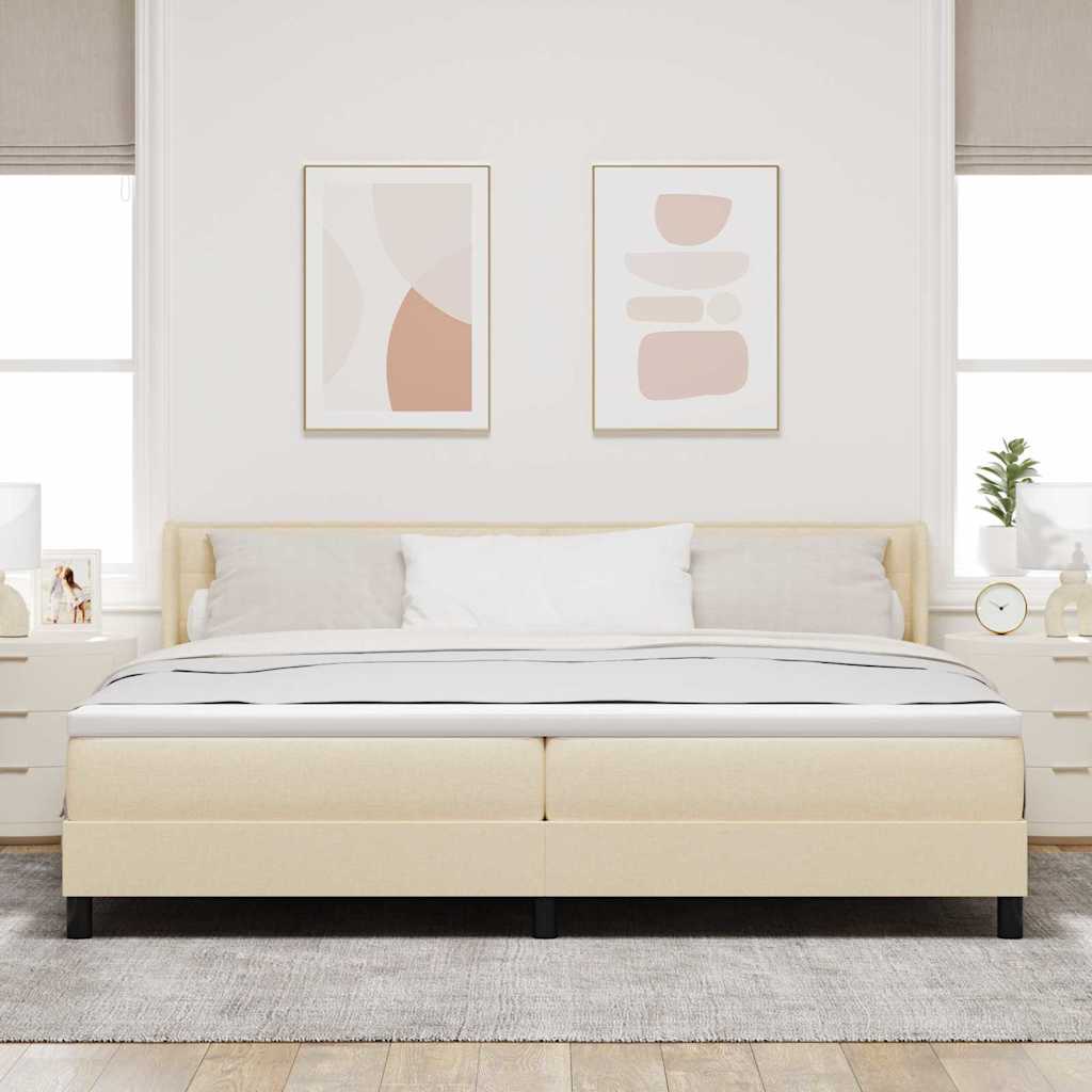 Boxspringbett mit Kopfteil Creme 200 x 200 cm Stoff