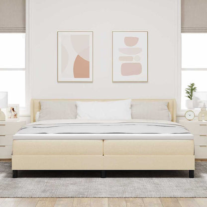 Boxspringbett mit Kopfteil Creme 200 x 200 cm Stoff