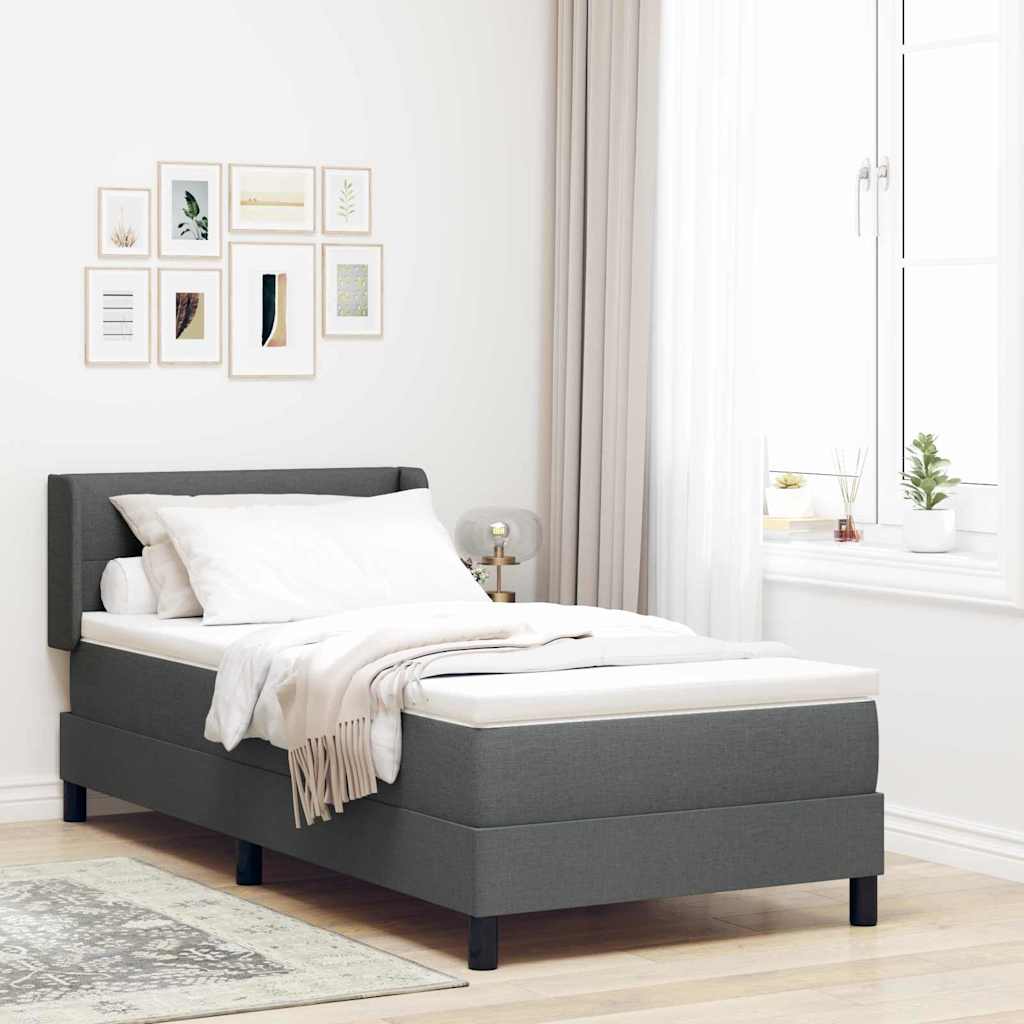 Boxspringbett mit Kopfteil Dunkelgrau 200 x 80 cm Stoff