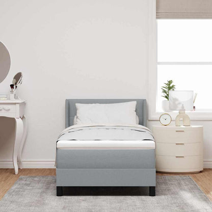 Boxspringbett mit Kopfteil Hellgrau 190 x 90 cm Stoff