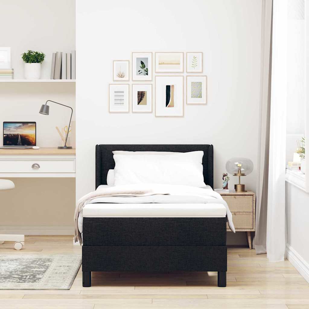 Boxspringbett mit Kopfteil Schwarz 190 x 90 cm Stoff