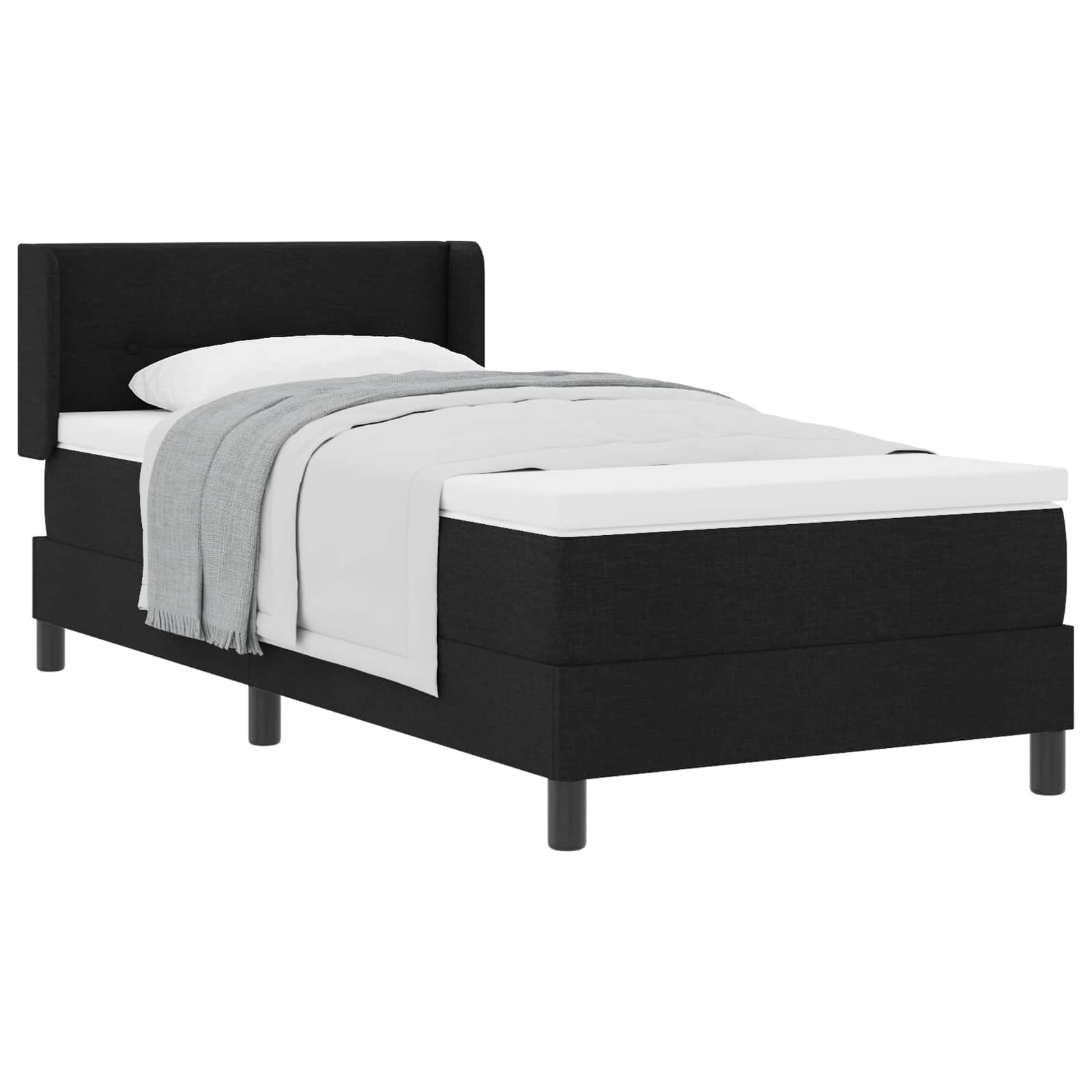 Boxspringbett mit Kopfteil Schwarz 190 x 90 cm Stoff