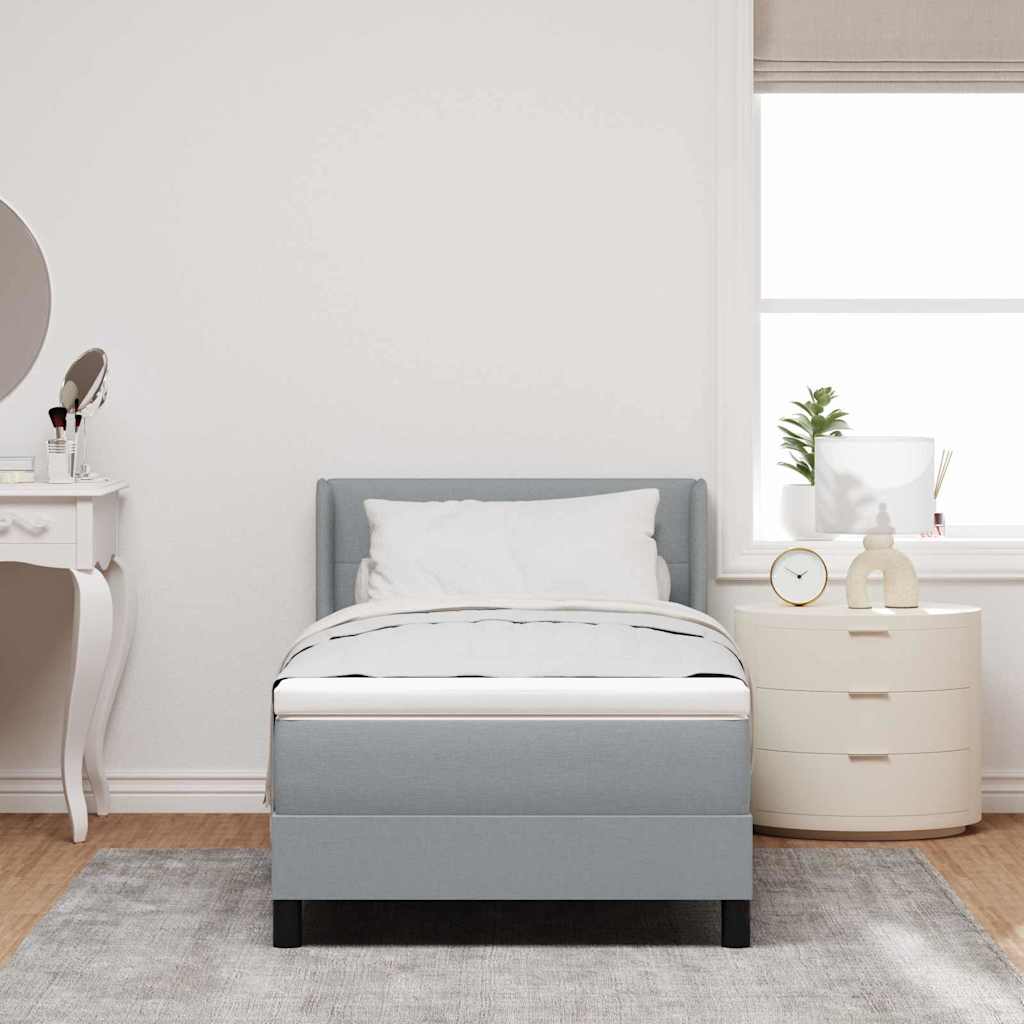 Boxspringbett mit Kopfteil Hellgrau 200 x 100 cm Stoff