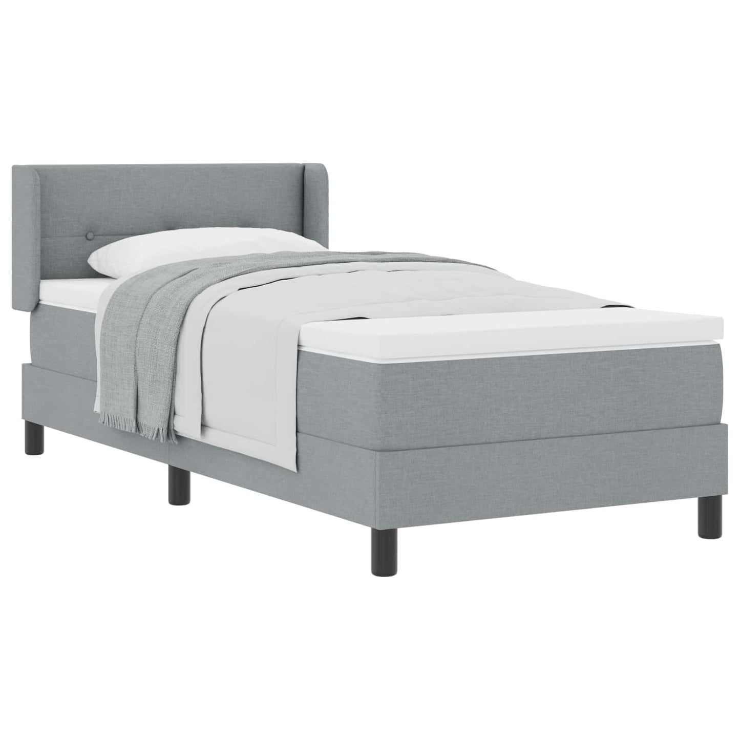 Boxspringbett mit Kopfteil Hellgrau 200 x 100 cm Stoff