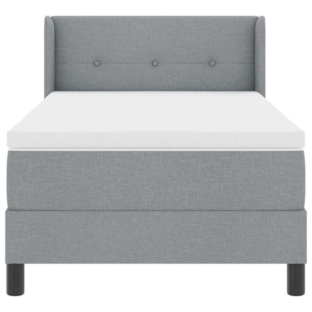 Boxspringbett mit Kopfteil Hellgrau 200 x 100 cm Stoff