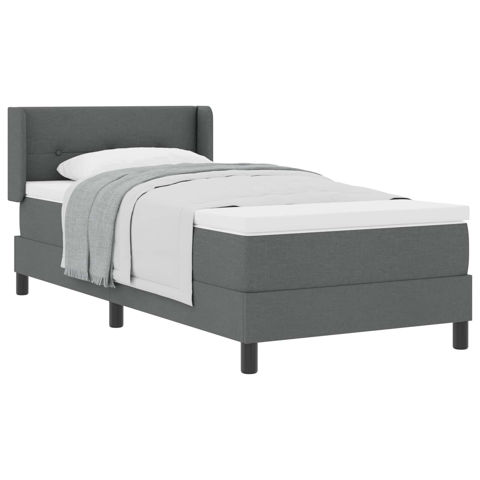 Boxspringbett mit Kopfteil Dunkelgrau 200 x 100 cm Stoff