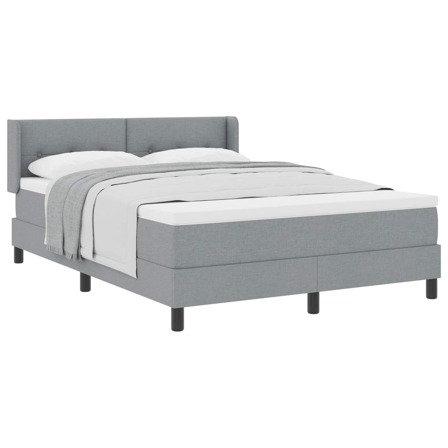 Boxspringbett mit Kopfteil Hellgrau 190 x 140 cm Stoff