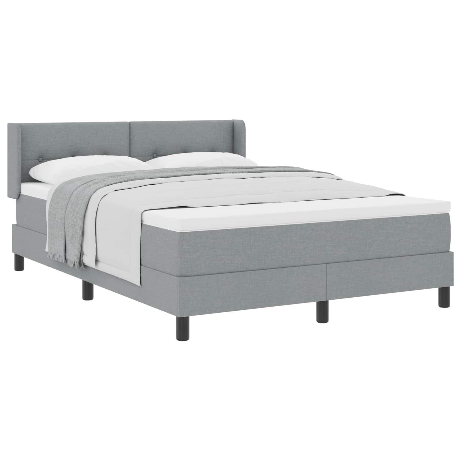 Boxspringbett mit Kopfteil Hellgrau 190 x 140 cm Stoff