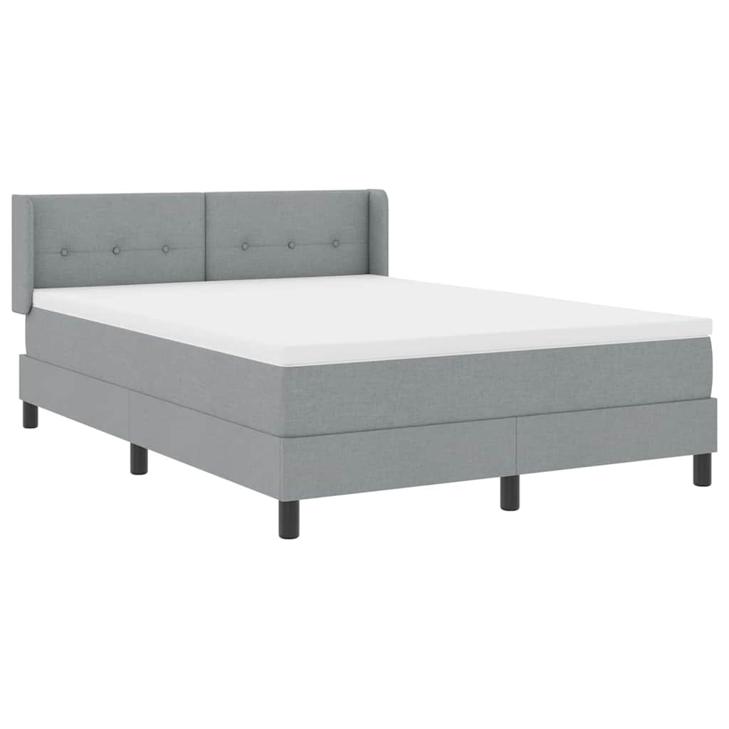 Boxspringbett mit Kopfteil Hellgrau 200 x 140 cm Stoff