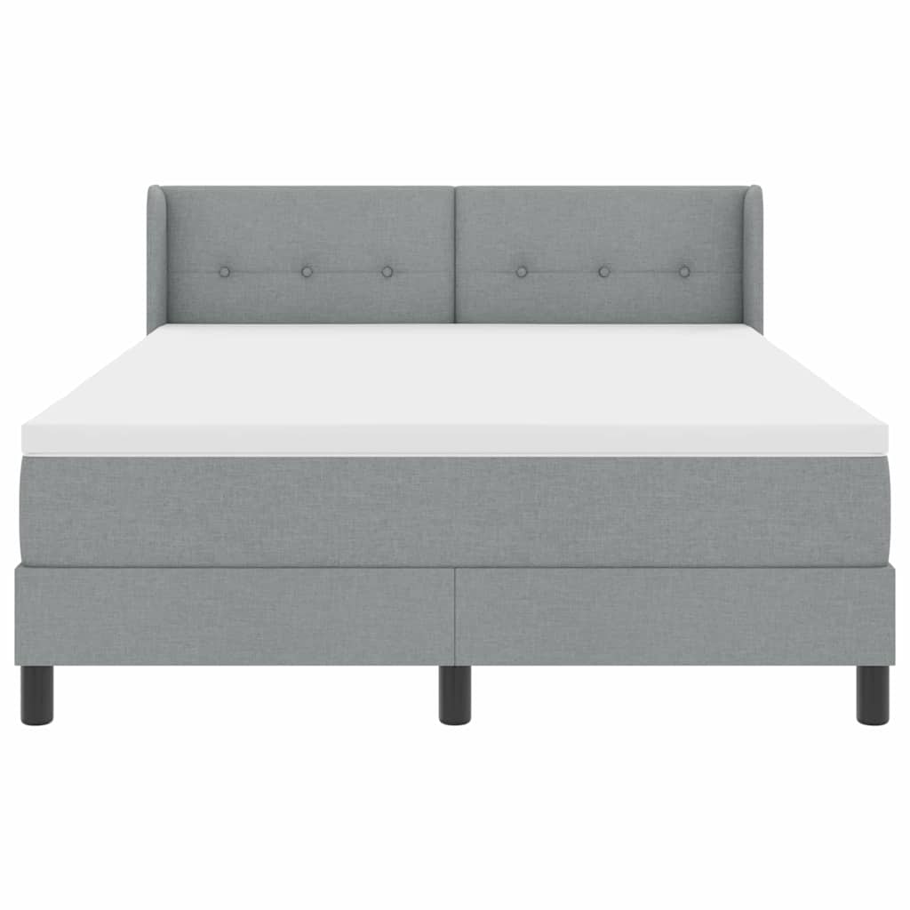 Boxspringbett mit Kopfteil Hellgrau 200 x 140 cm Stoff