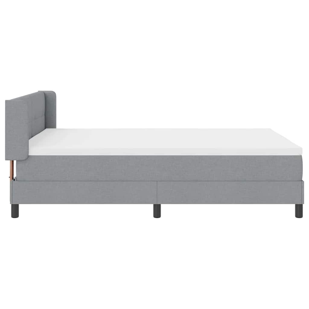 Boxspringbett mit Kopfteil Hellgrau 200 x 140 cm Stoff