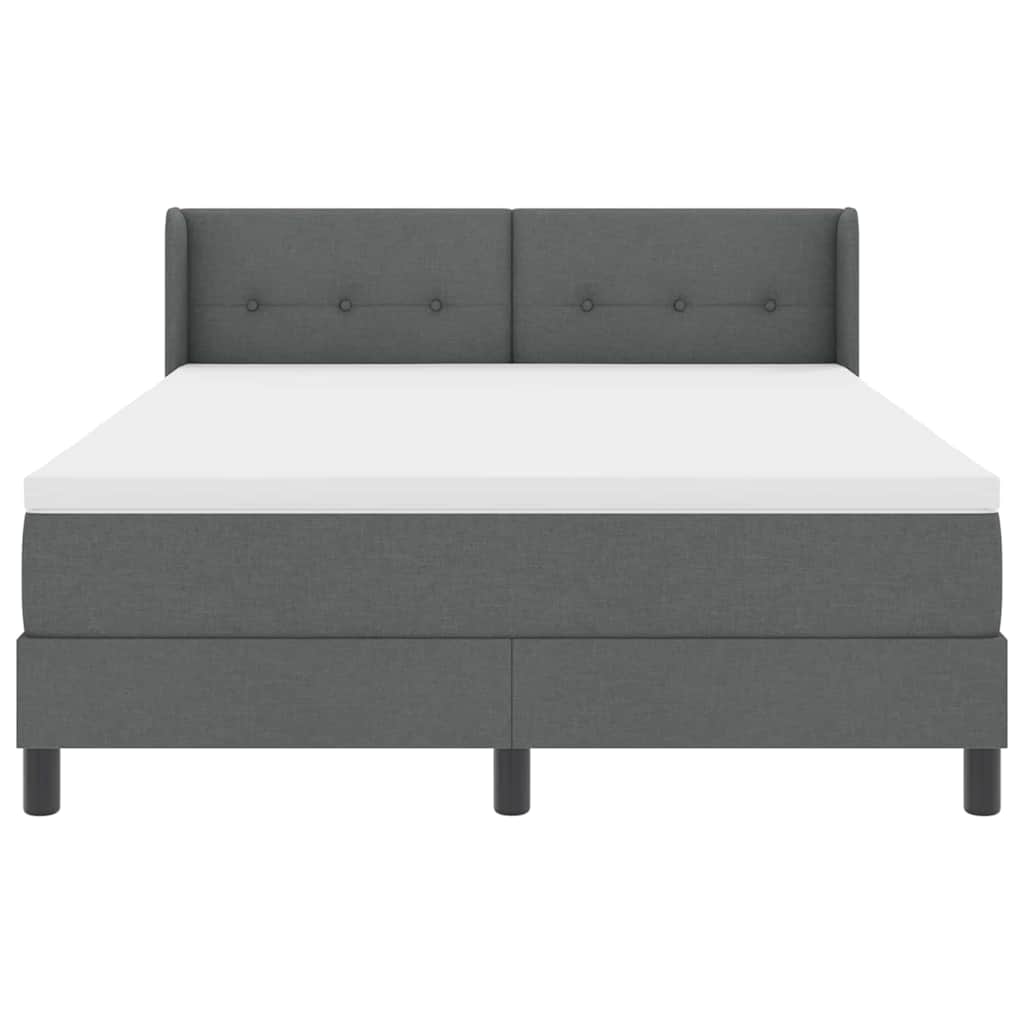 Boxspringbett mit Kopfteil Dunkelgrau 200 x 140 cm Stoff