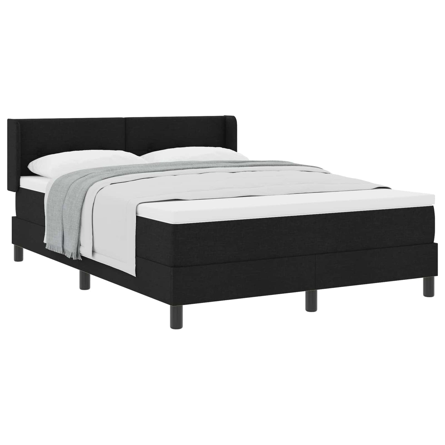 Boxspringbett mit Kopfteil Schwarz 200 x 140 cm Stoff