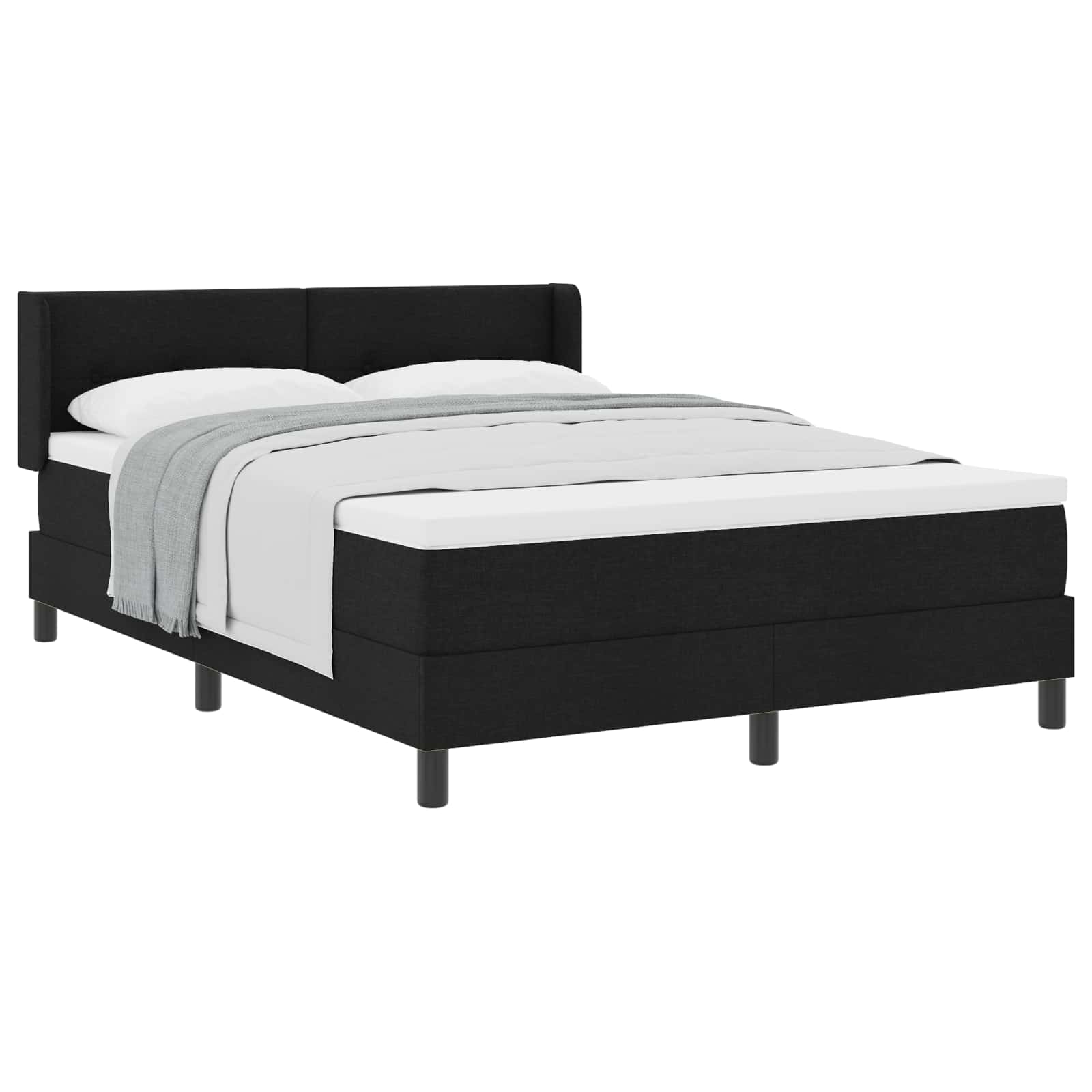 Boxspringbett mit Kopfteil Schwarz 200 x 140 cm Stoff