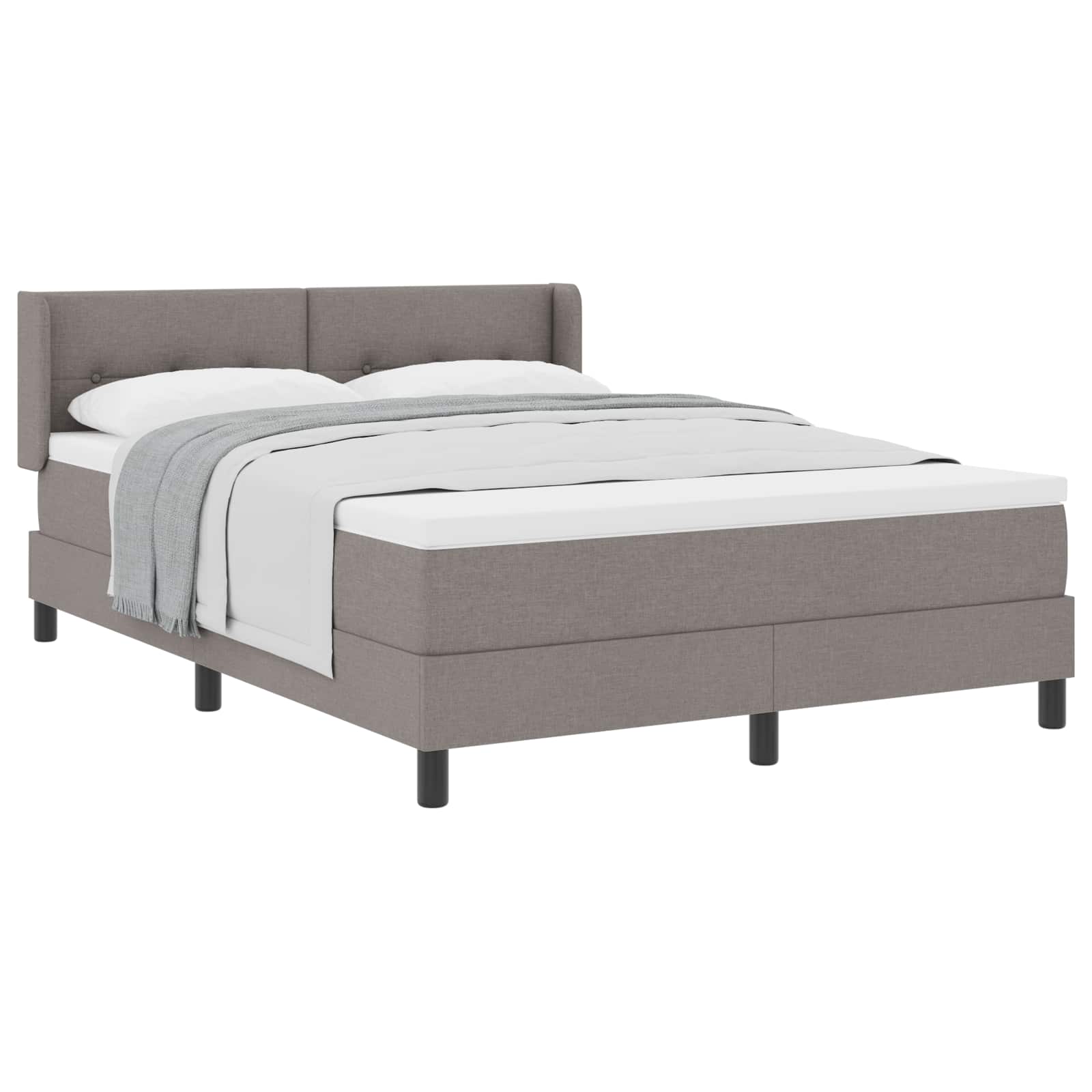 Boxspringbett mit Kissen mit Kopfteil Taupe 200 x 140 cm Stoff