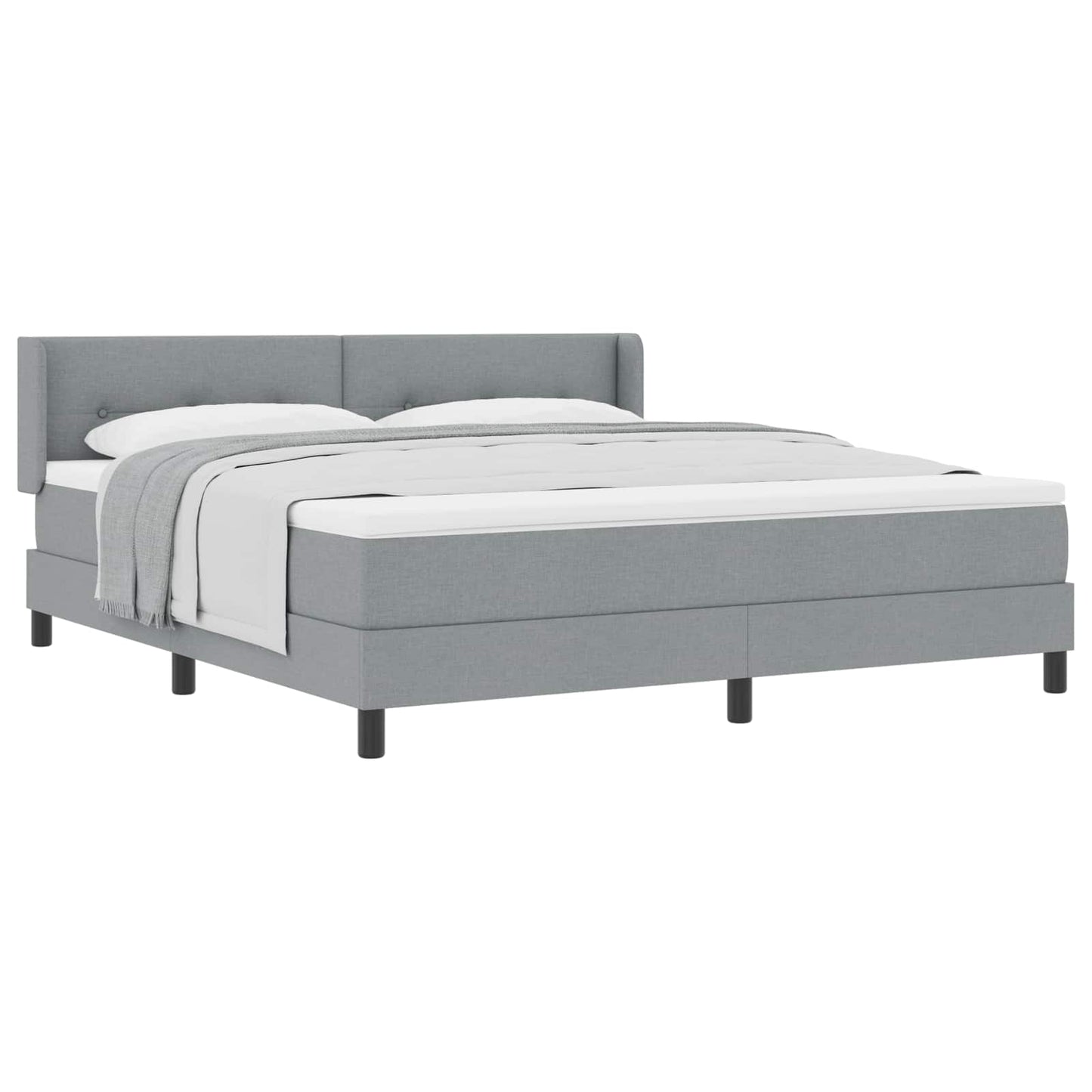 Boxspringbett mit Kopfteil Hellgrau 200 x 180 cm Stoff