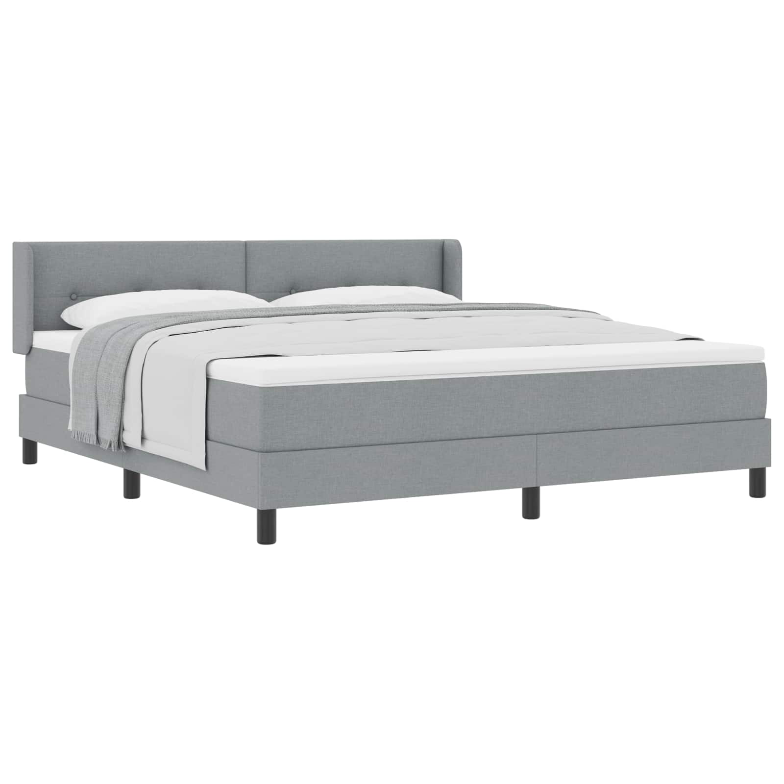 Boxspringbett mit Kopfteil Hellgrau 200 x 180 cm Stoff