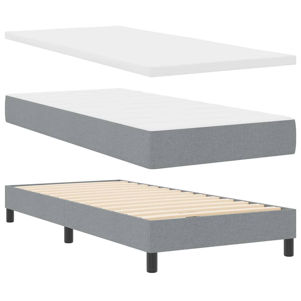 Boxspringbett mit Kopfteil Hellgrau 200 x 180 cm Stoff