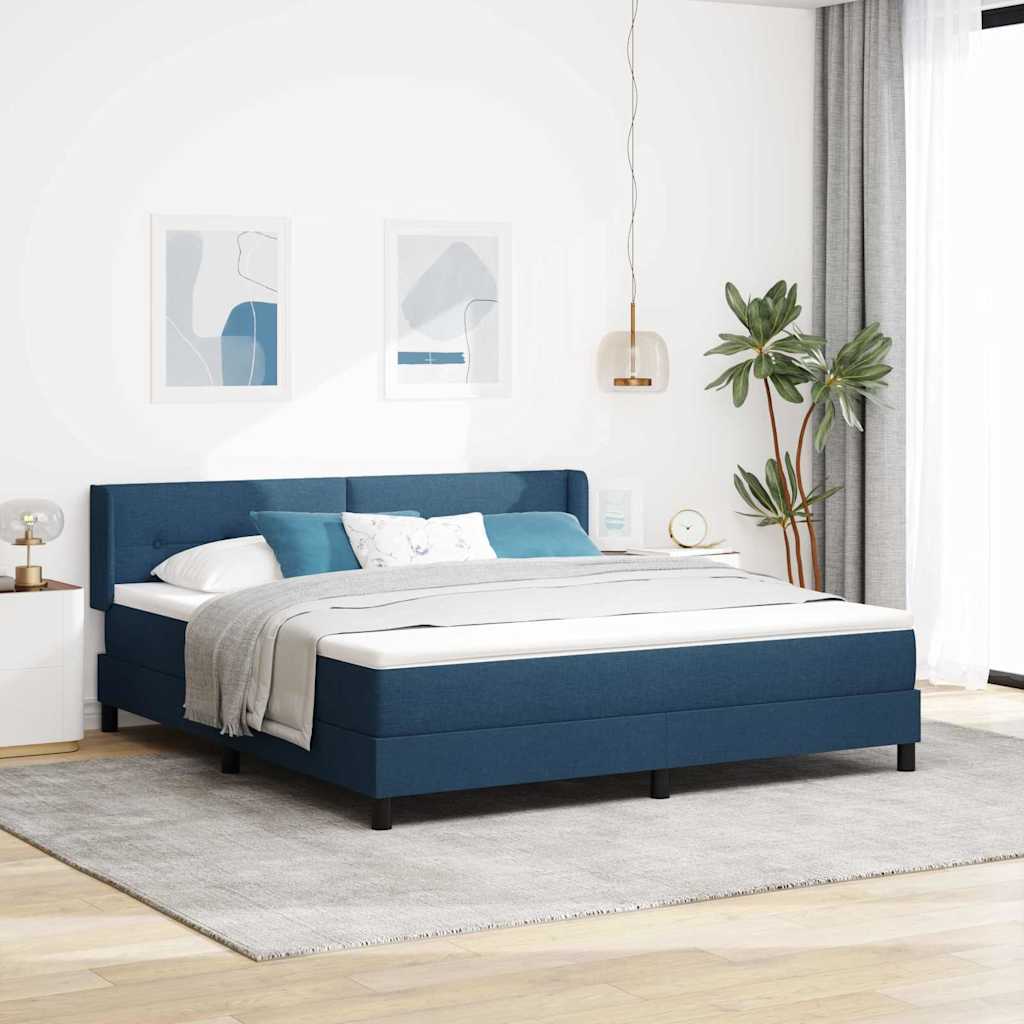 Boxspringbett mit Kopfteil Blau 200 x 180 cm Stoff