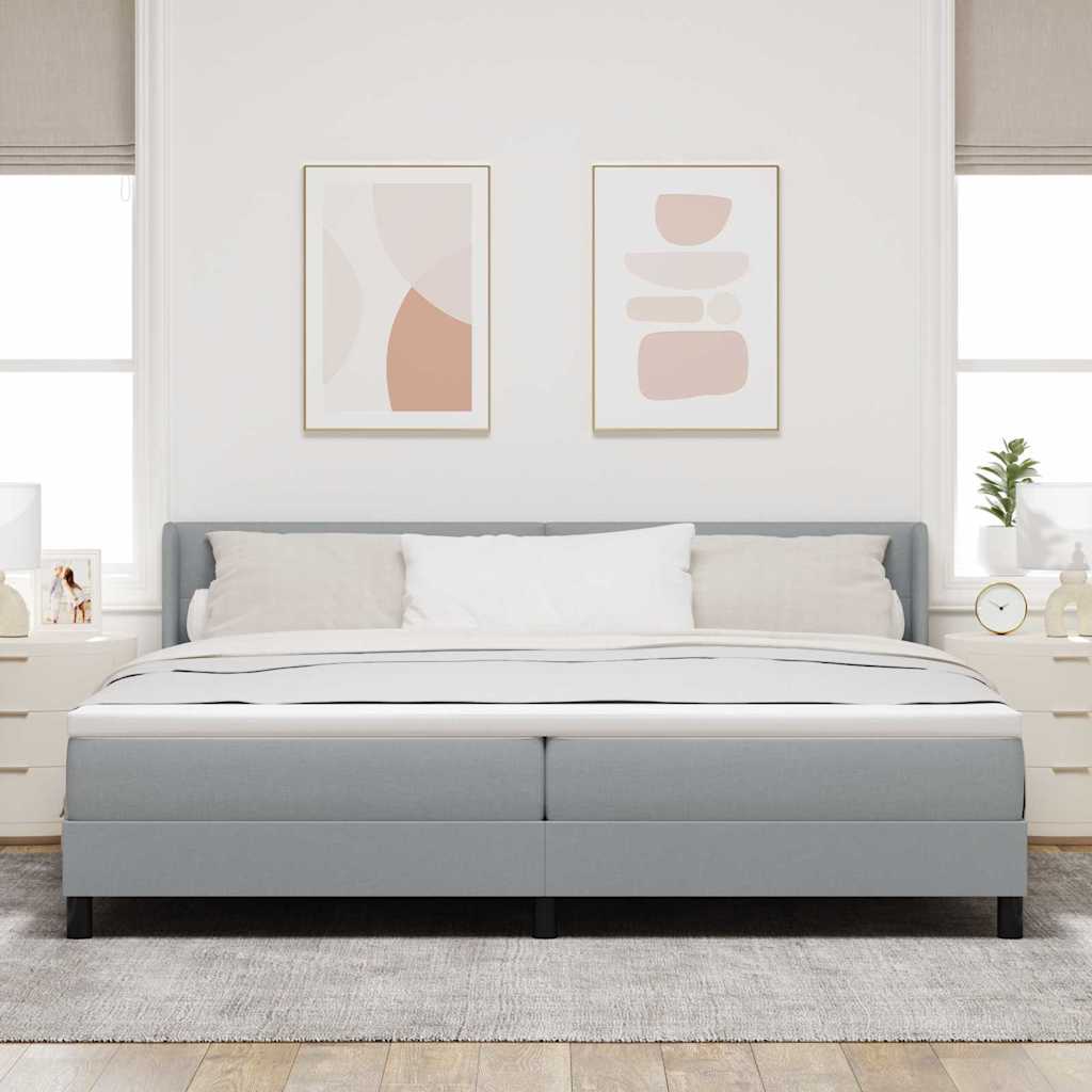 Boxspringbett mit Kopfteil Hellgrau 200 x 200 cm Stoff