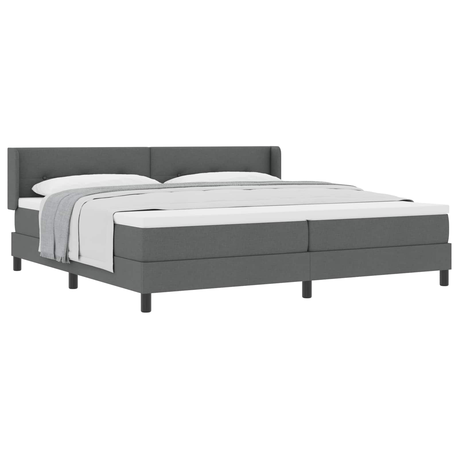 Boxspringbett mit Kopfteil Dunkelgrau 200 x 200 cm Stoff