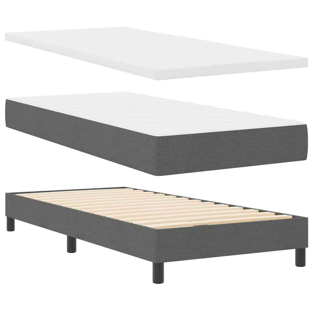 Boxspringbett mit Kopfteil Dunkelgrau 200 x 200 cm Stoff