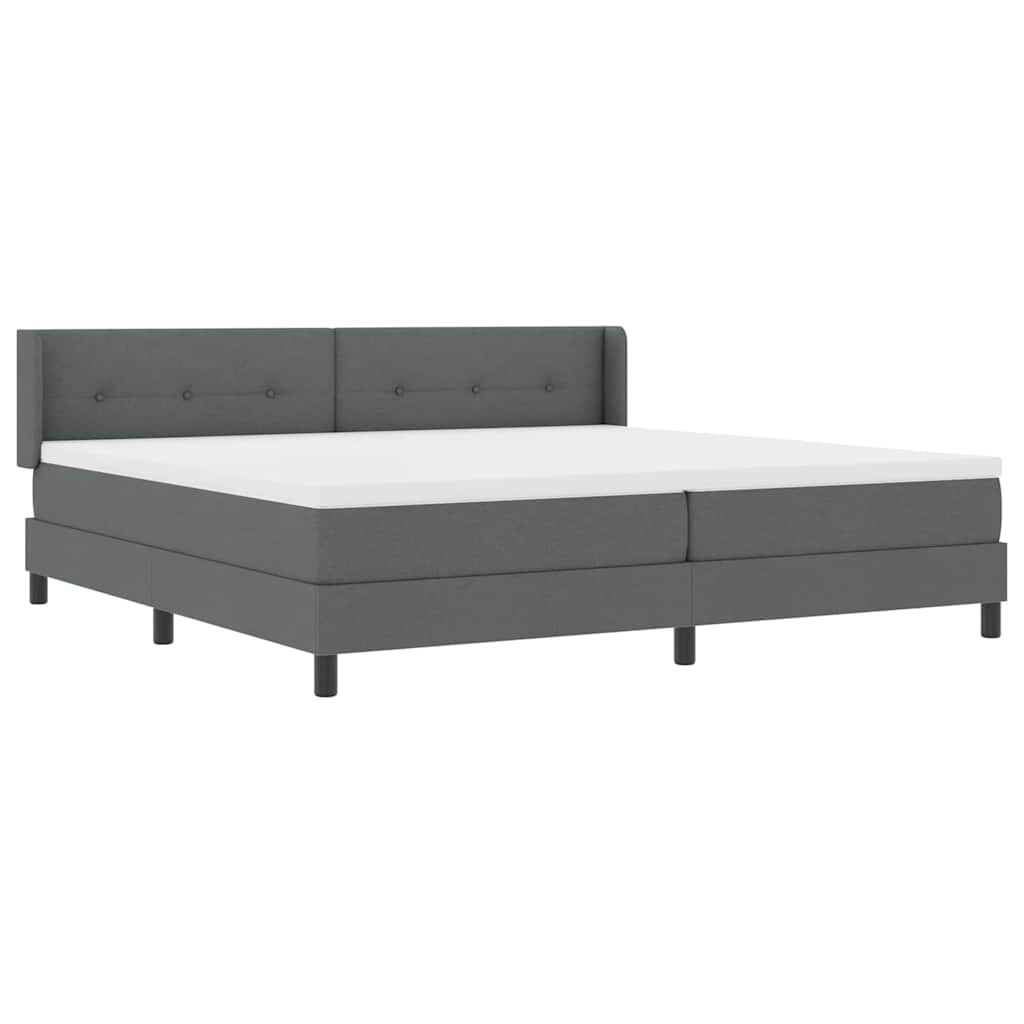 Boxspringbett mit Kopfteil Dunkelgrau 200 x 200 cm Stoff