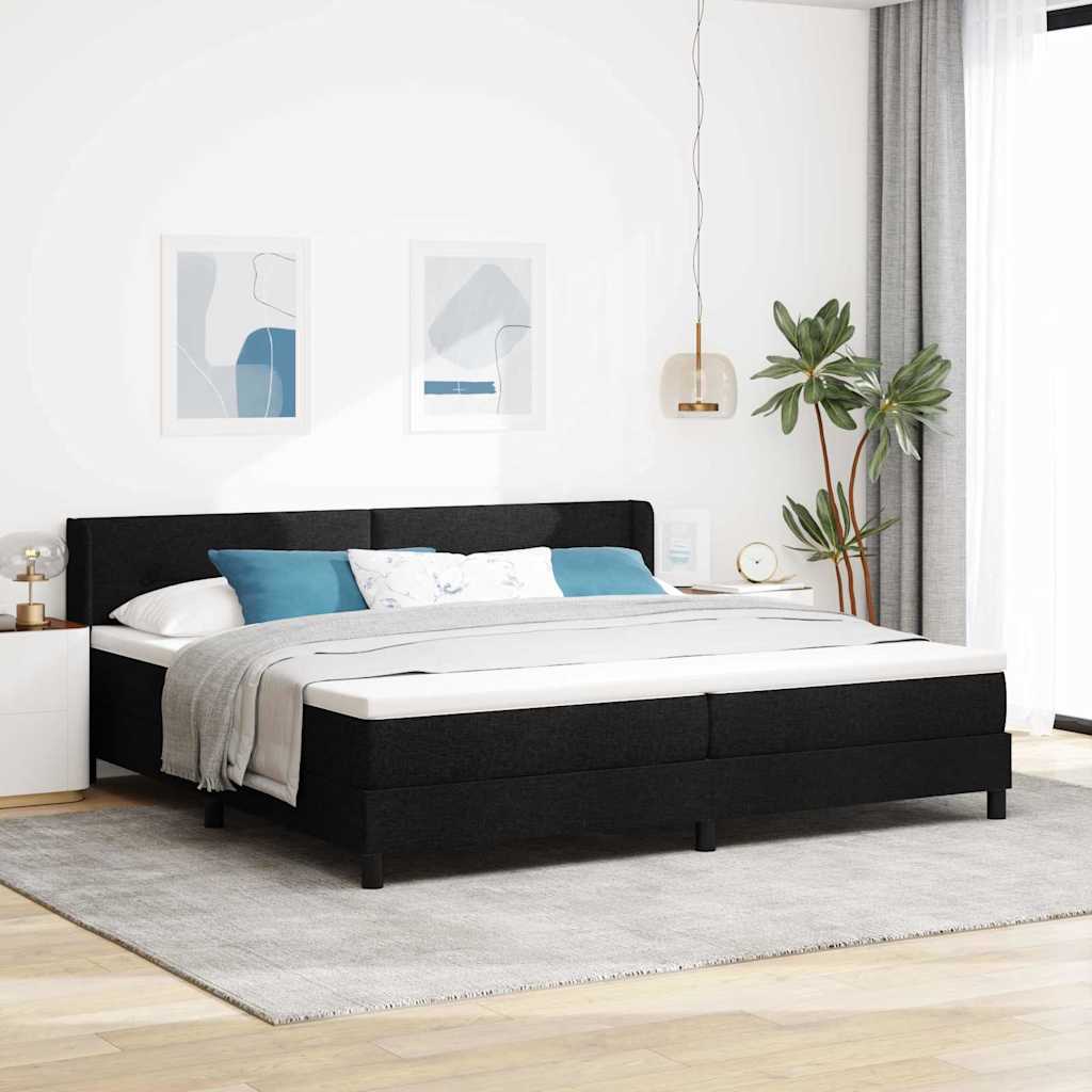 Boxspringbett mit Kopfteil Schwarz 200 x 200 cm Stoff