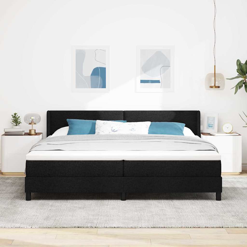 Boxspringbett mit Kopfteil Schwarz 200 x 200 cm Stoff