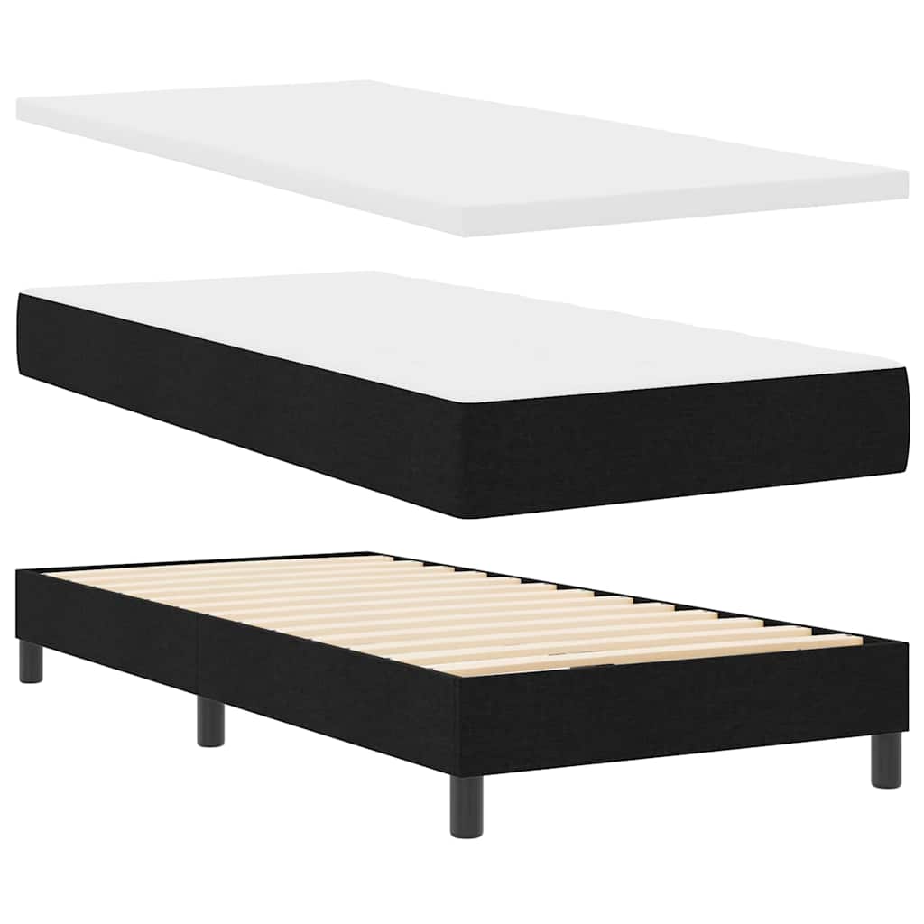 Boxspringbett mit Kopfteil Schwarz 200 x 200 cm Stoff