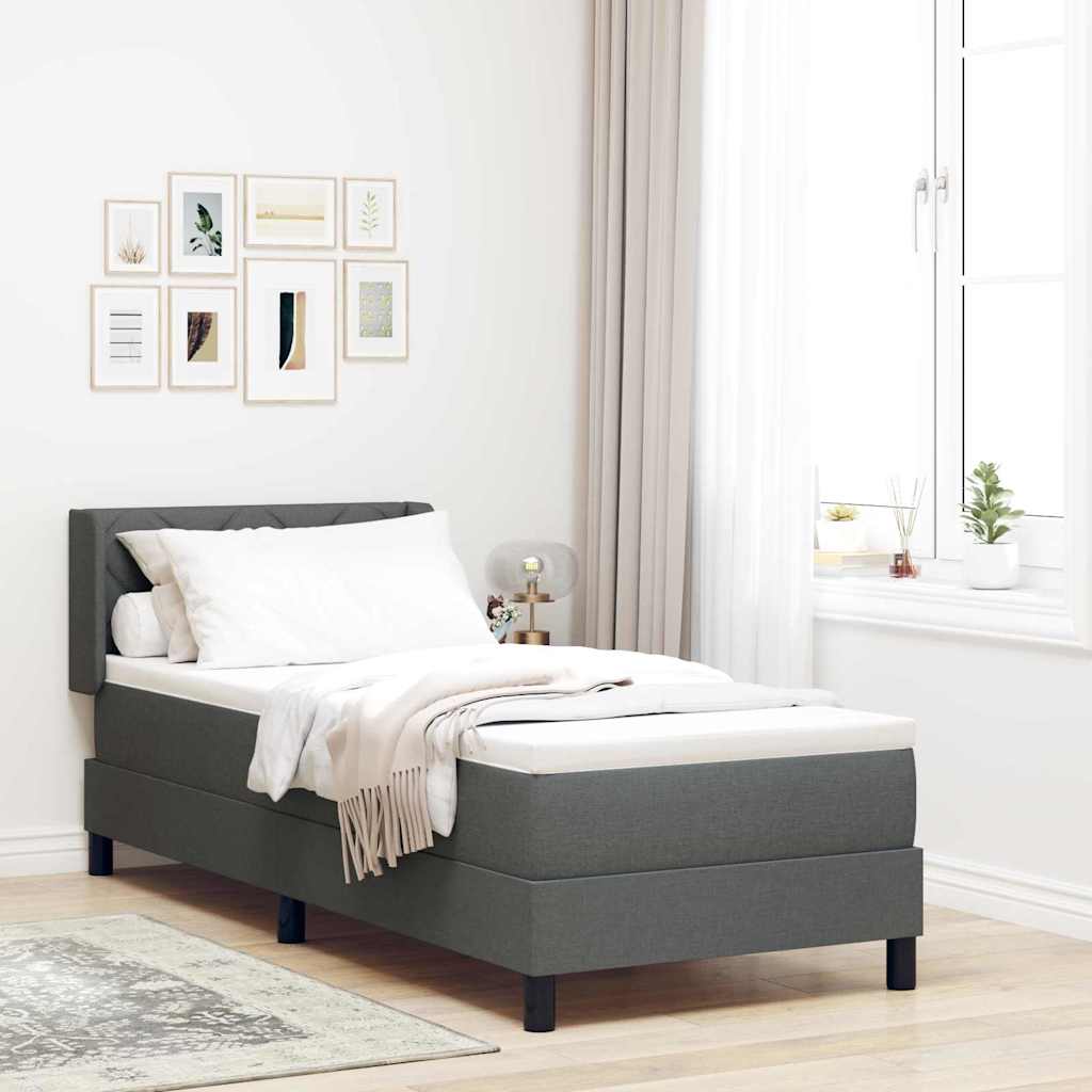 Boxspringbett mit Kopfteil Dunkelgrau 200 x 80 cm Stoff