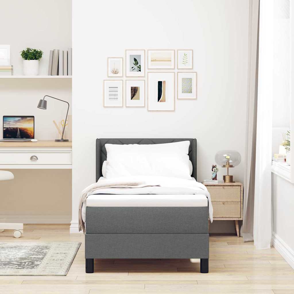 Boxspringbett mit Kopfteil Dunkelgrau 200 x 80 cm Stoff