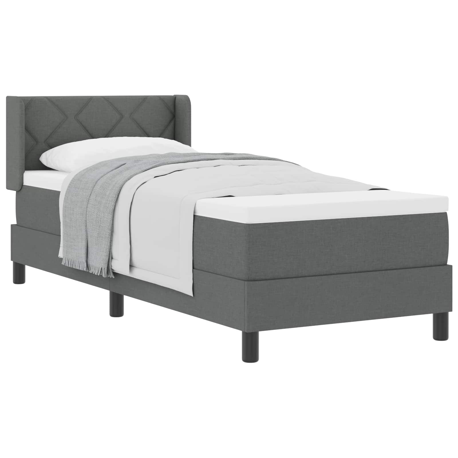 Boxspringbett mit Kopfteil Dunkelgrau 200 x 80 cm Stoff