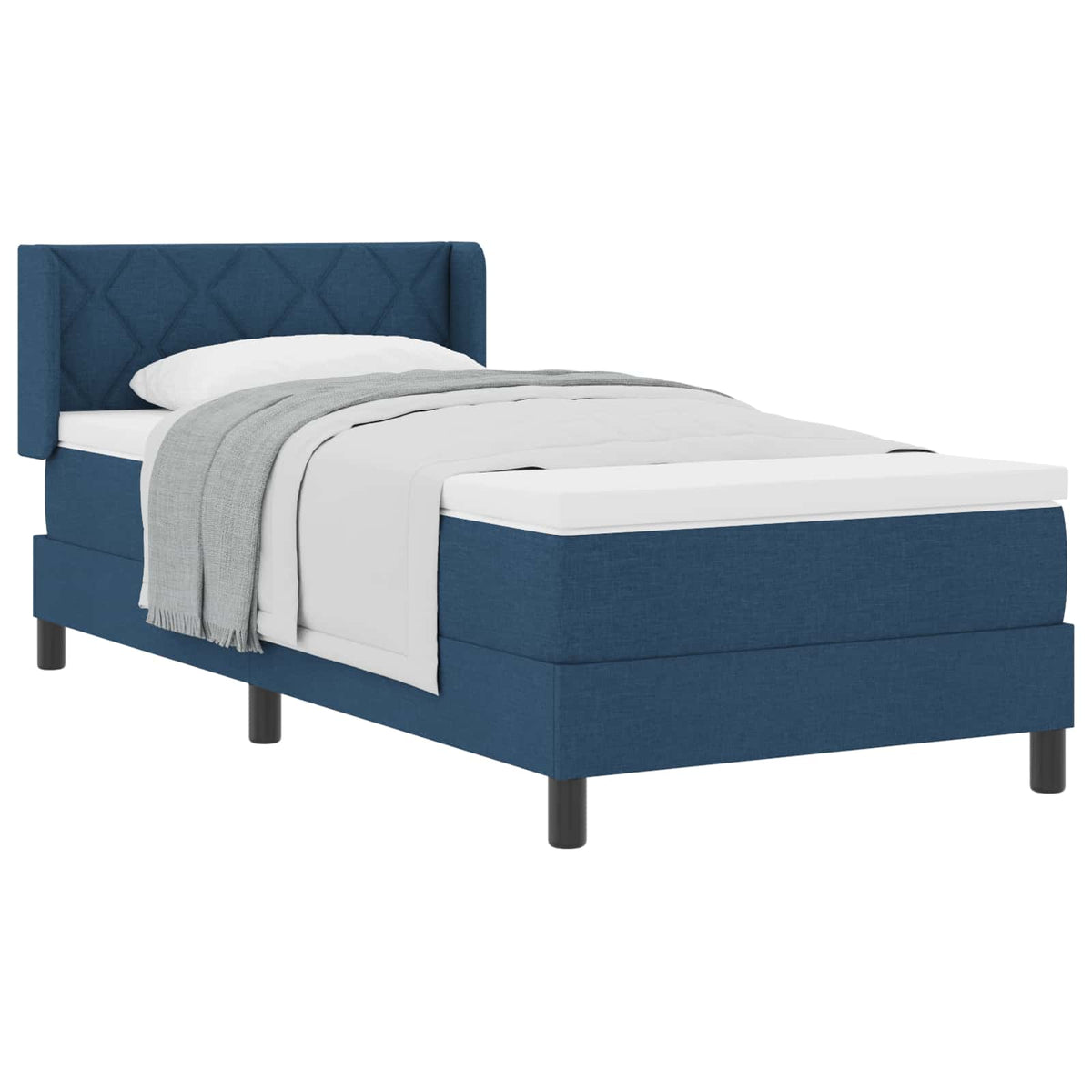 Boxspringbett mit Kopfteil Blau 190 x 90 cm Stoff