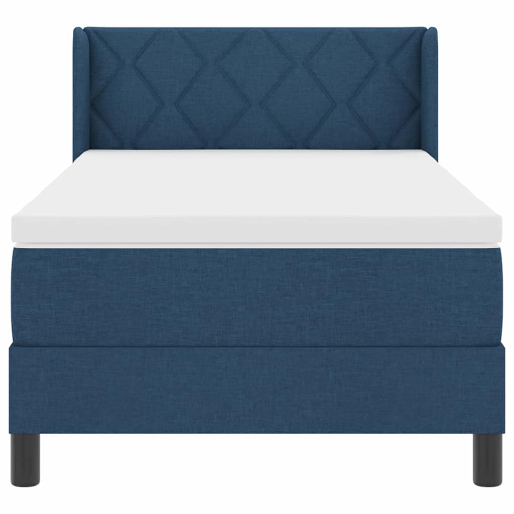 Boxspringbett mit Kopfteil Blau 190 x 90 cm Stoff