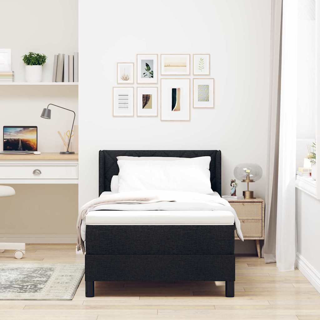 Boxspringbett mit Kopfteil Schwarz 200 x 90 cm Stoff