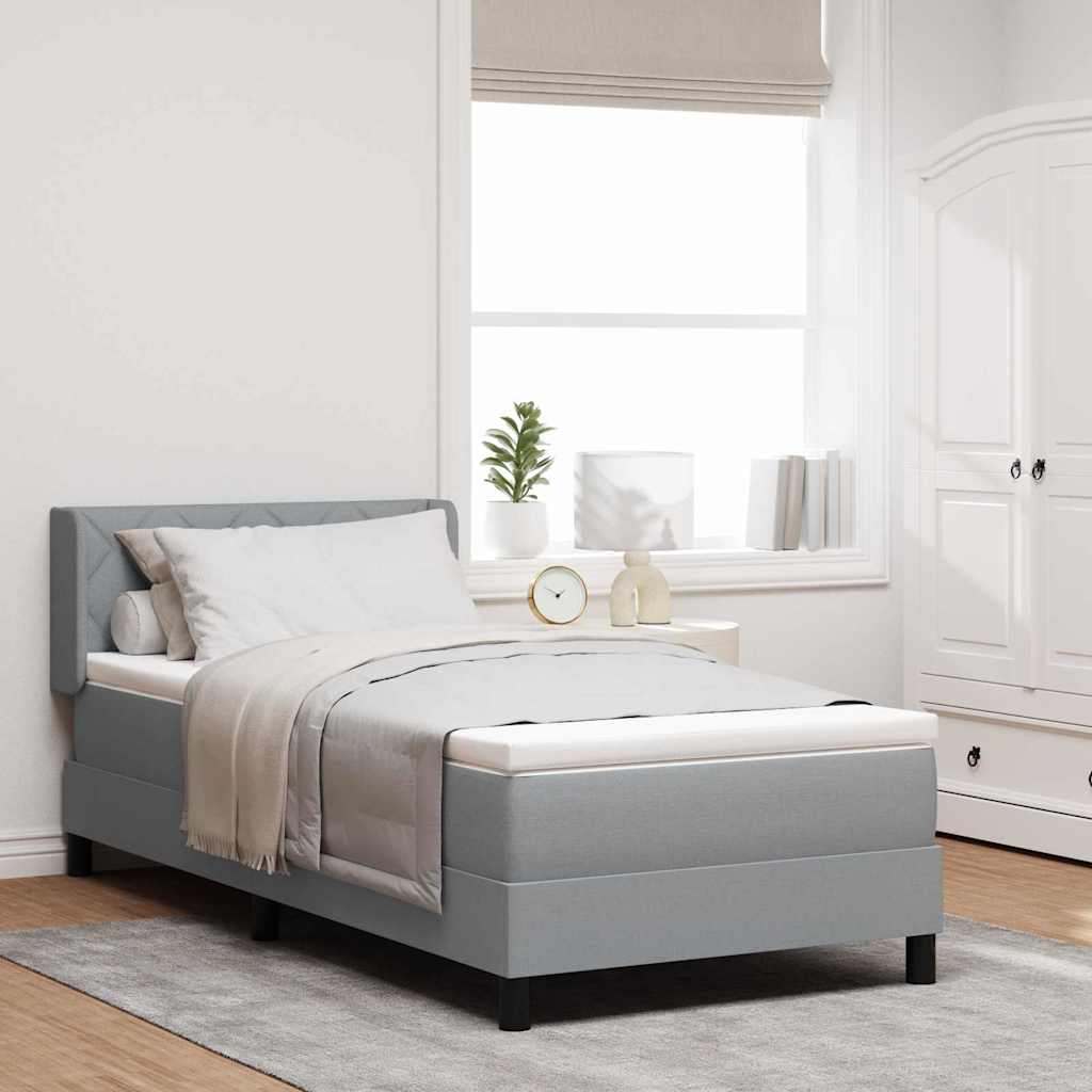 Boxspringbett mit Kopfteil Hellgrau 200 x 100 cm Stoff