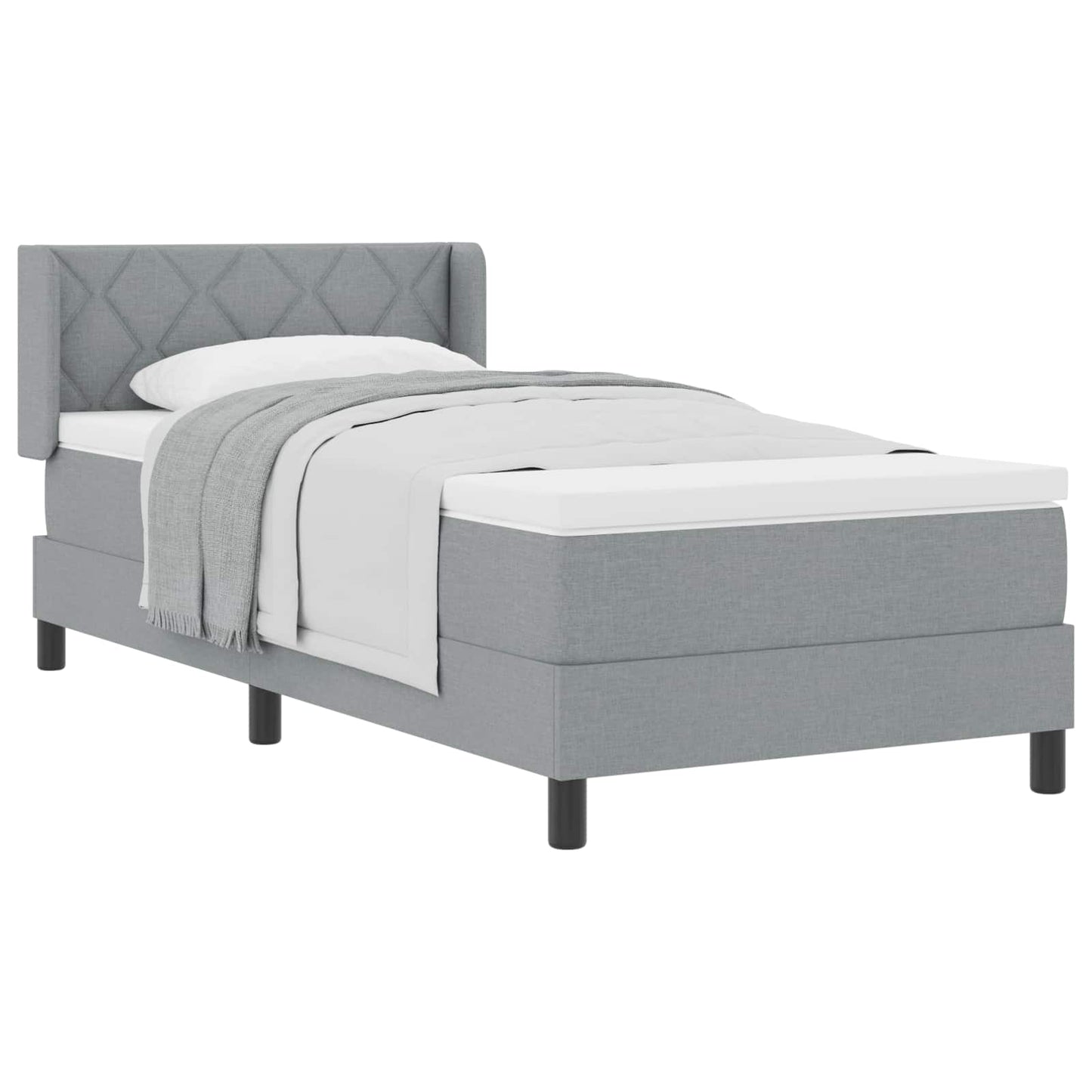 Boxspringbett mit Kopfteil Hellgrau 200 x 100 cm Stoff