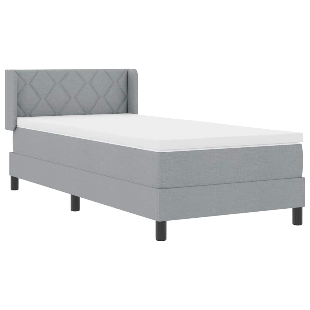 Boxspringbett mit Kopfteil Hellgrau 200 x 100 cm Stoff