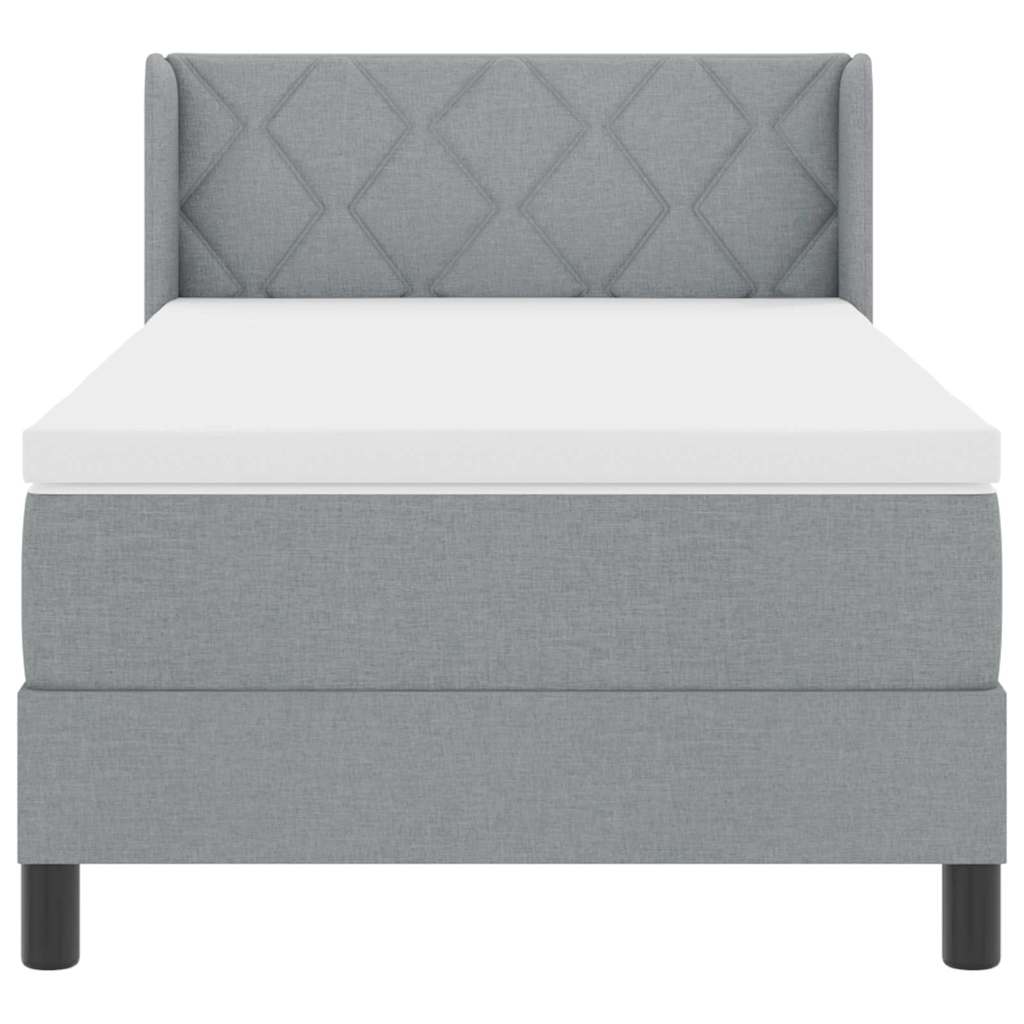 Boxspringbett mit Kopfteil Hellgrau 200 x 100 cm Stoff
