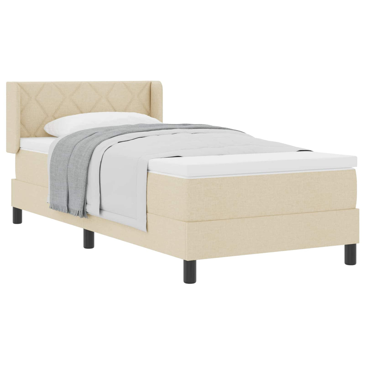 Boxspringbett mit Kopfteil Creme 200 x 100 cm Stoff