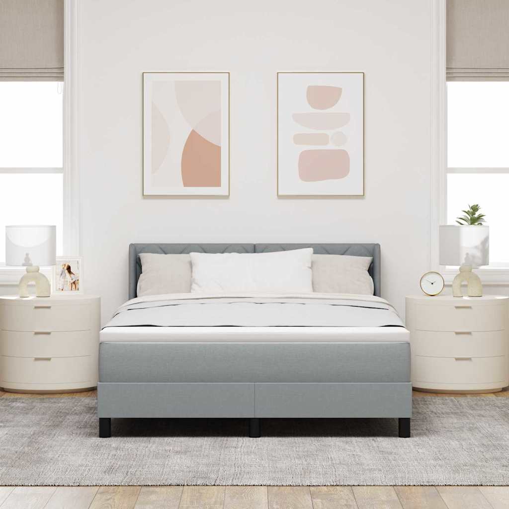 Boxspringbett mit Kopfteil Hellgrau 190 x 140 cm Stoff
