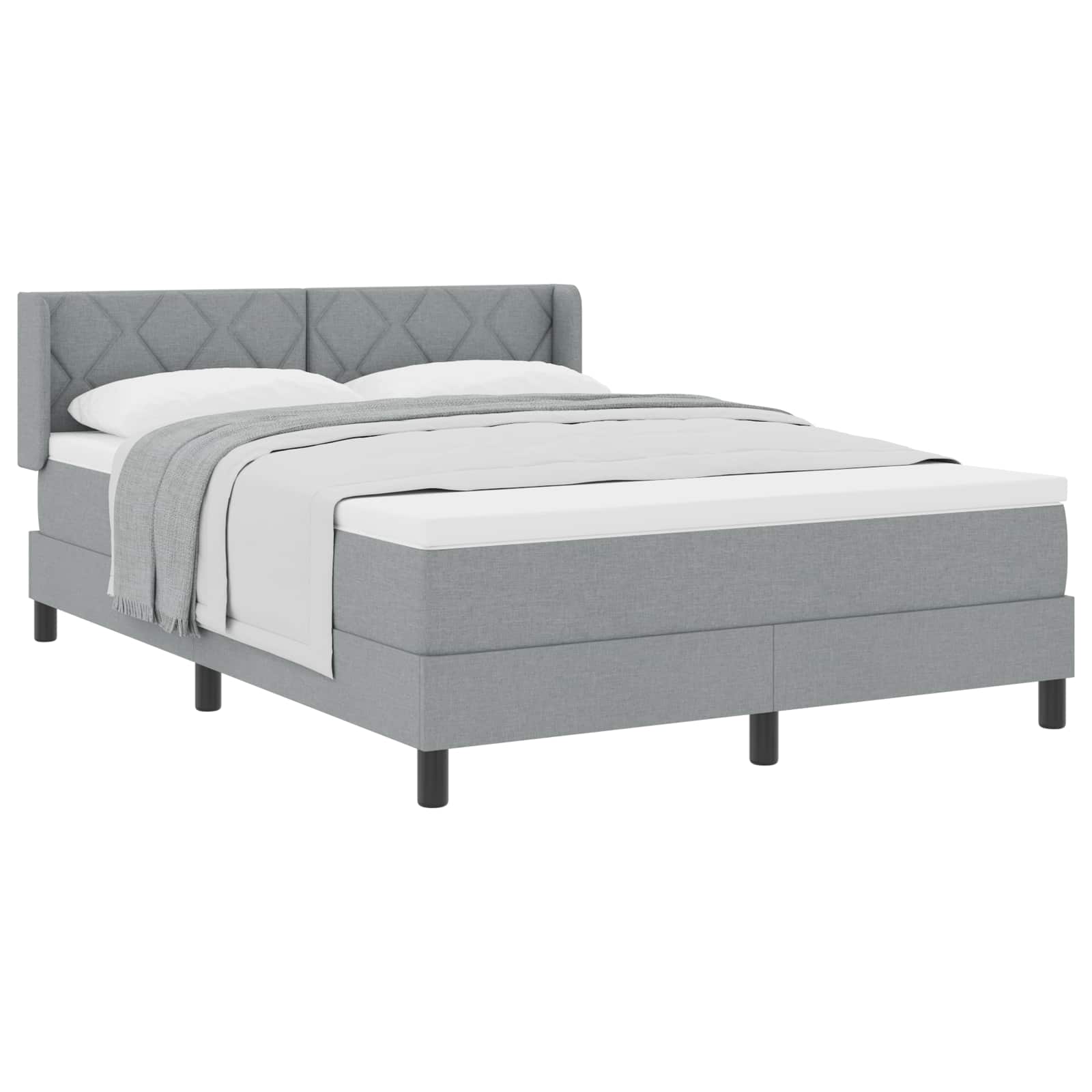 Boxspringbett mit Kopfteil Hellgrau 190 x 140 cm Stoff