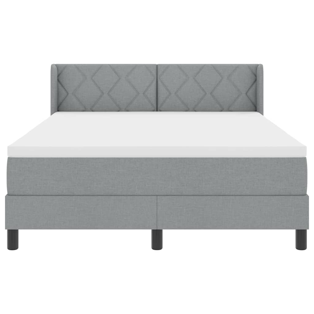 Boxspringbett mit Kopfteil Hellgrau 190 x 140 cm Stoff